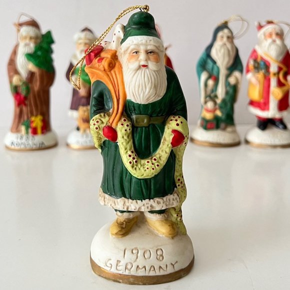 RARE Vintage Limited Edition 6-Pc Santa Claus Porcelain Ornament Set Collectable - Picture 5 of 16